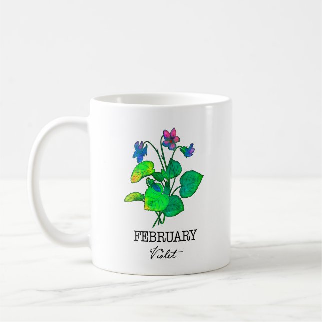 Mug Mois de la naissance Février Violet (Gauche)