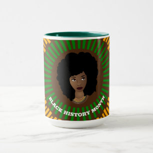 Mug Mois de l'histoire noire, rayons du soleil, femme