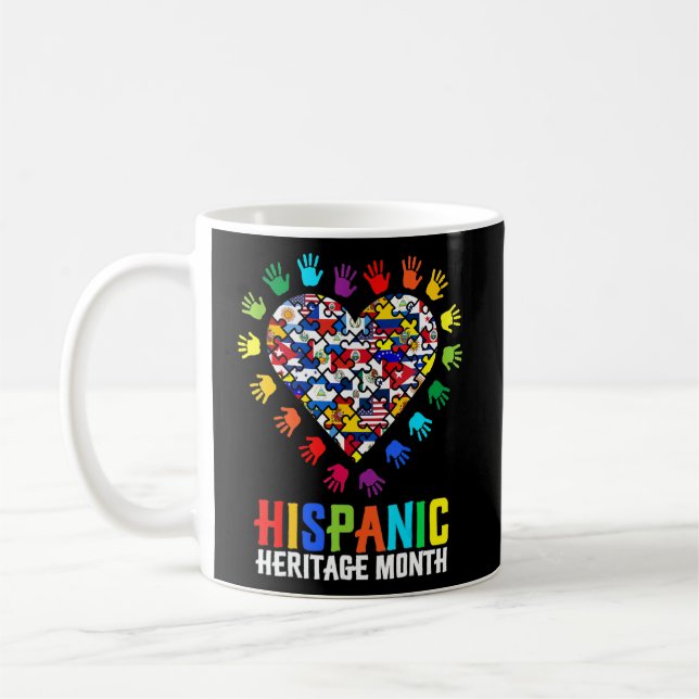 Mug Mois du patrimoine hispanique Coeur Met tout Cou l (Gauche)