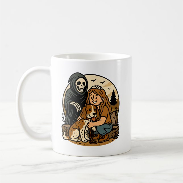 Mug Moissonneur sinistre avec une fille et un chien sq (Gauche)