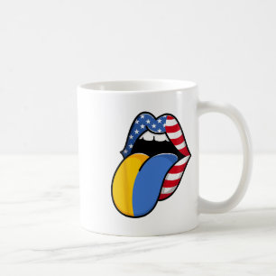 Mug Moitié américain moitié ukrainien Drapeau des État
