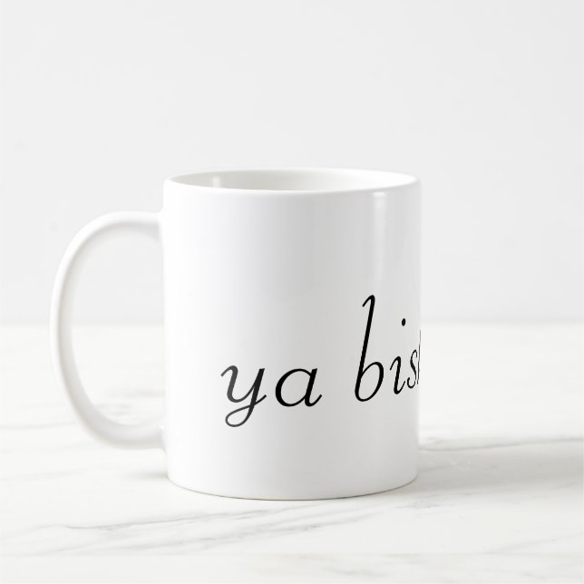 Mug moitié et moitié en notre café chaud, ya bish (Gauche)