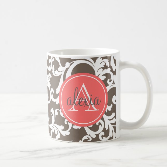 Mug Moka et copie décorée d'un monogramme de corail de (Droite)