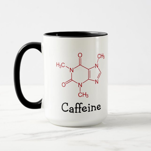Mug Molécule de caféine rouge (Gauche)