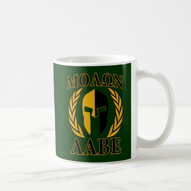 Mug Molon Labe Laurels spartiates sur Forest Green (Droite)