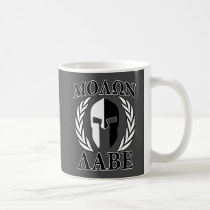 Mug Molon Labe Spartan Mask Laurels Monochrome