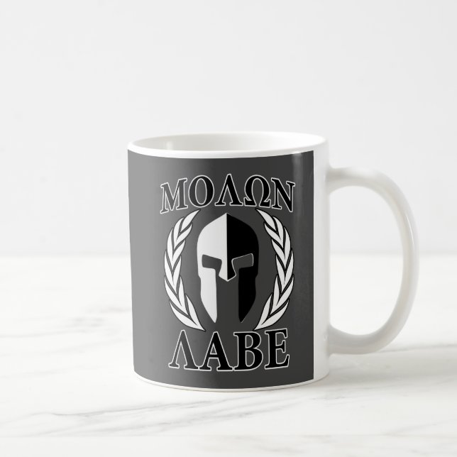 Mug Molon Labe Spartan Mask Laurels Monochrome (Droite)
