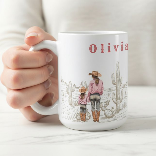 Mug Mom and daughter CowGirls Gift 15oz (Créateur téléchargé)