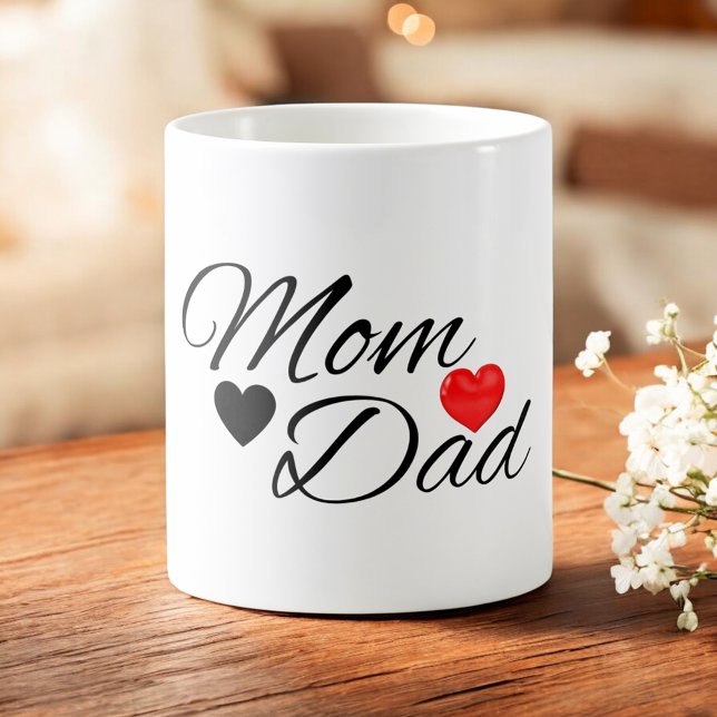 Mug Mom & Dad Hearts - Elegant Typography Family Love (Créateur téléchargé)