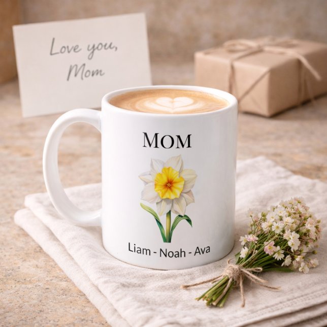 Mug Mom December Birth Flower with Kids Names (Créateur téléchargé)