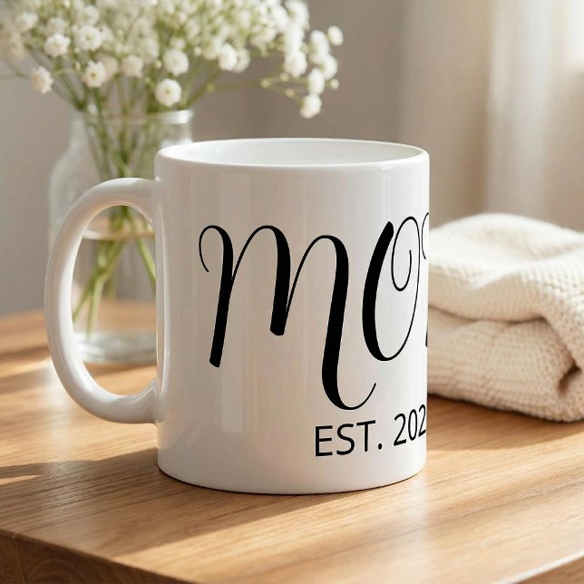 Mug Mom Established Big Script New Mom Gift  (Créateur téléchargé)