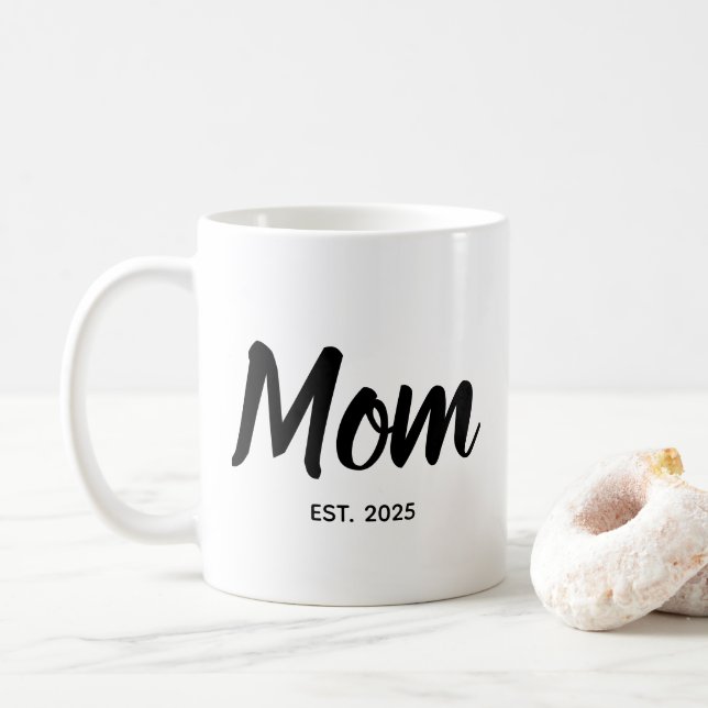 Mug  Mom Established Black Script Custom Year (Avec donut)