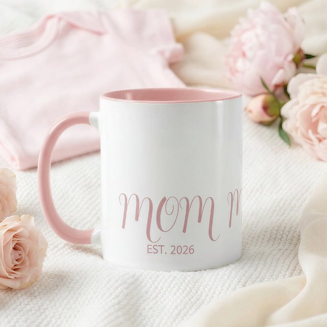 Mug Mom Established Sweet Pink Script New Mom Gift  (Créateur téléchargé)