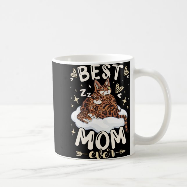 Mug Mom Ever, Bengal Cat 2 Kittens, Mother's Day, Moth (Droite)
