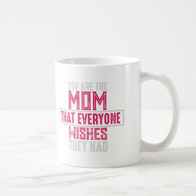 Mug Mom Everyone Wishes Hearts Pattern Pink Typography (Droite)