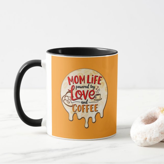 Mug Mom Life Powered by Love and Coffee – Fun Design (Avec donut)