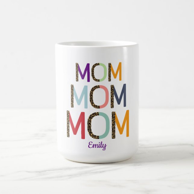 Mug MOM Nom personnalisé Élégant Blanc  (Centre)