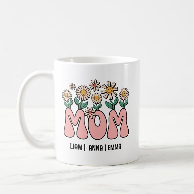 Mug MOM | Retro Mama Custom Kids nomme la fête des mèr (Gauche)