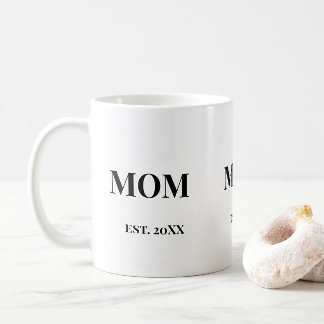 Mug MOM Script établit. 20XX Texte Gras Blanc (Avec donut)