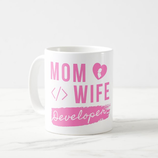 MUG MOM WIFE DEVELOPER - DÉVELOPPEUR MOM (Devant gauche)
