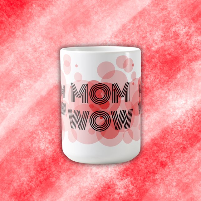 Mug MOM WOW noir sur rouge | (Créateur téléchargé)