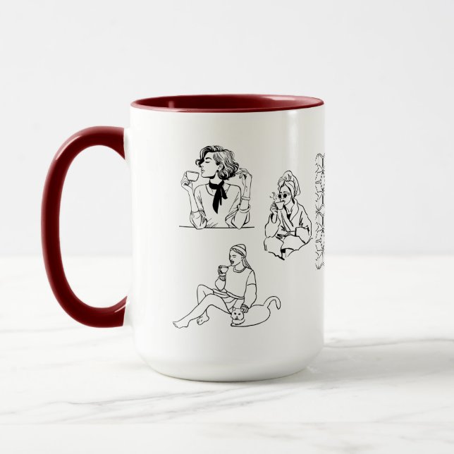 MUG MOMENT PAISIBLE DEUX TONS MAROON BLANC GORGÉE DE P (Gauche)