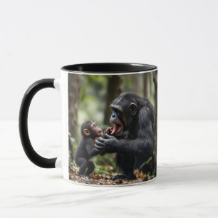 Mug Moments tendres entre un bébé chimpanzé et sa mère