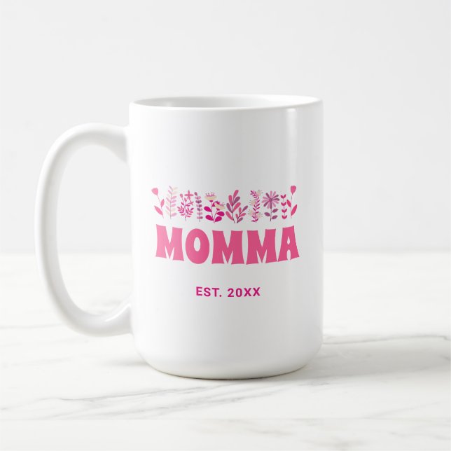 Mug Momma Super Fleur Vintage rose Floral Personnalisé (Gauche)