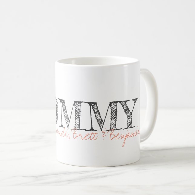 Mug MOMMY Kids Noms Keepsaké Modern Typography Sweet (Devant droit)
