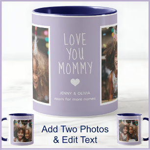 Mug Mommy Love You 2 Photos Moderne Lilac Mauve C123