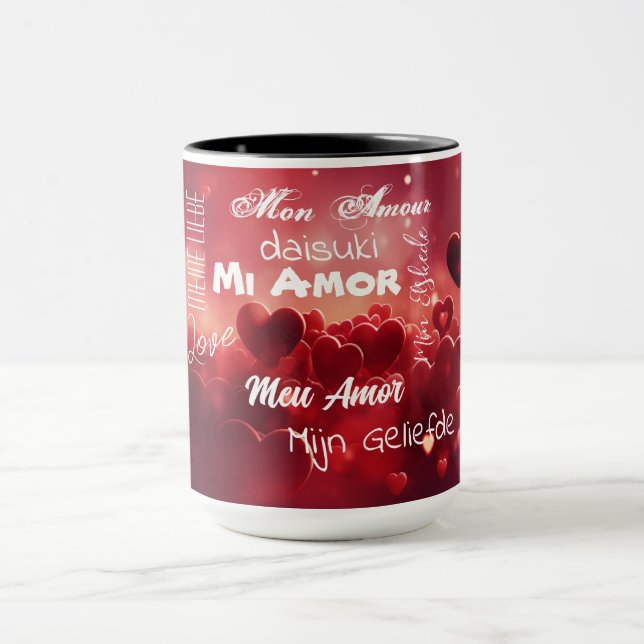 Mug "Mon amour" dans différentes langues (Centre)