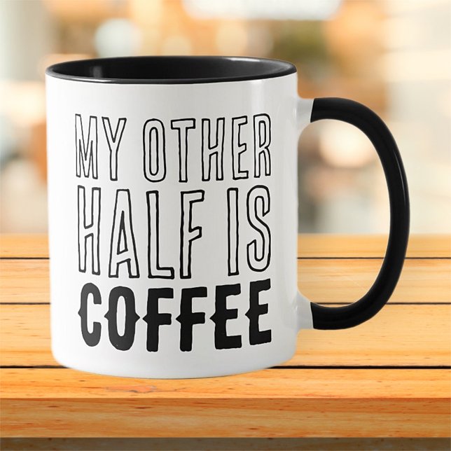 Mug Mon autre moitié amusant moderne simple noir et bl (Créateur téléchargé)