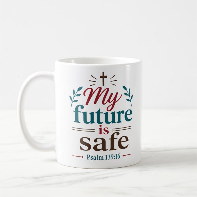 Mug Mon avenir est sûr Citation moderne de l'Écriture  (Gauche)