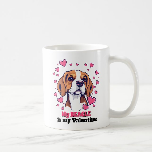 Mug Mon Beagle est mon chien de la Saint-Valentin Mign (Droite)