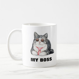 Mug Mon chat est mon patron lunettes de soleil cravate