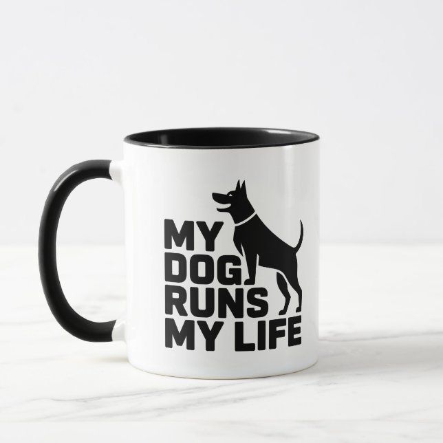 Mug Mon chien dirige ma vie - Citation minimale sur le (Gauche)