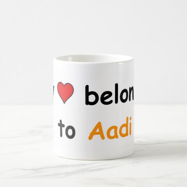 Mug Mon coeur appartient à Aadi (Centre)