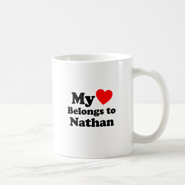 Mug Mon coeur appartient à Nathan (Droite)