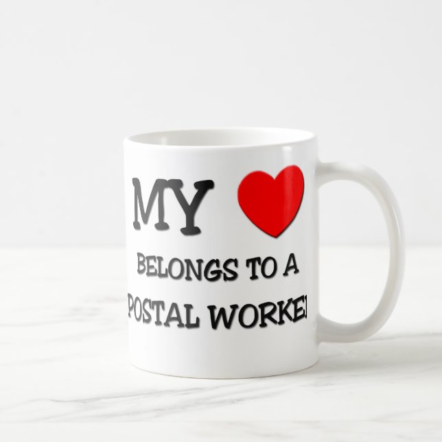 Mug Mon coeur appartient à un TRAVAILLEUR POSTAL (Droite)