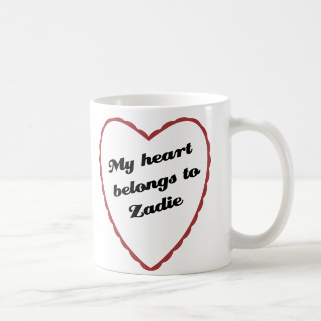 Mug Mon coeur appartient à Zadie (Droite)