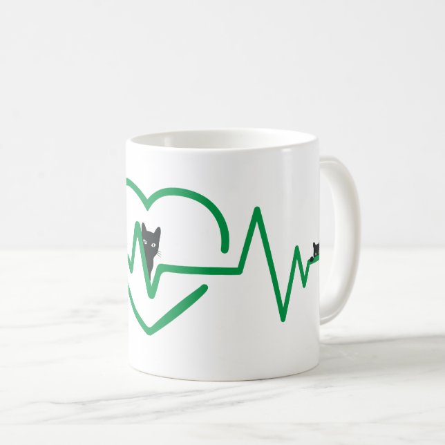 Mug Mon coeur bat les chats noirs (Devant droit)