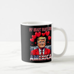 Mug Mon cœur bat pour l'Amérique Trump Saint-Valentin 