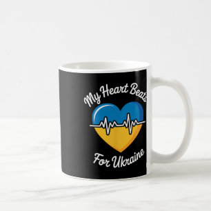 Mug Mon cœur bat pour l'Ukraine Drapeau ukrainien cœur