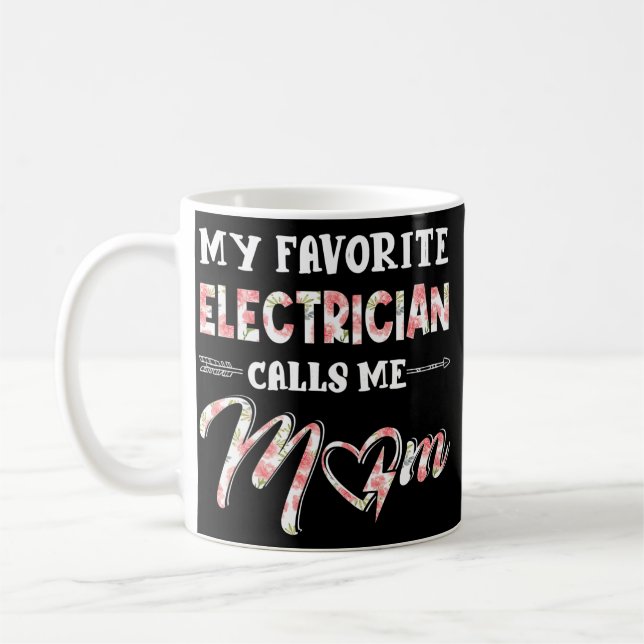 Mug Mon Électricien Préféré M'Appelle Maman Florale (Gauche)