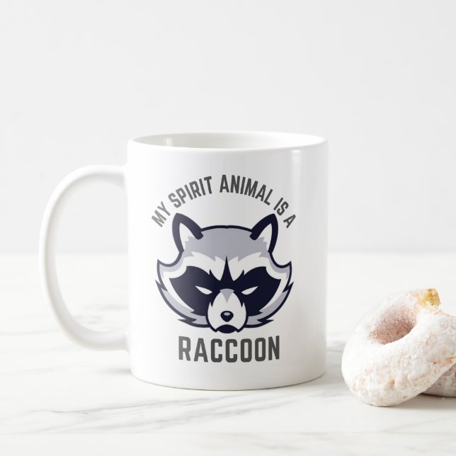 Mug Mon esprit animal Raccon drôle (Avec donut)