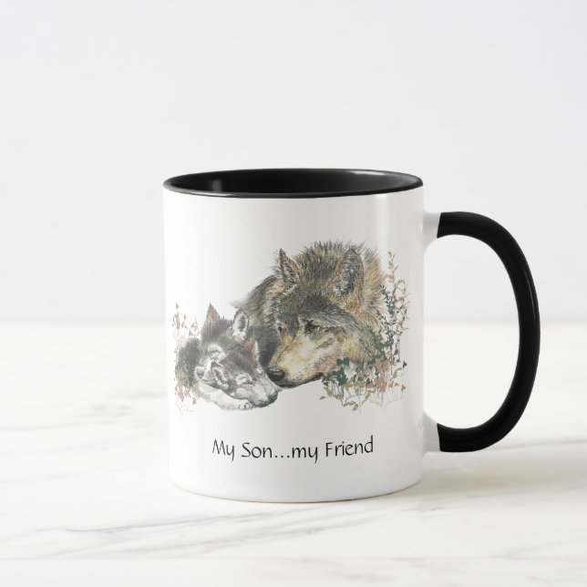 Mug Mon Fils... mon Ami Aquarelle Wolf Art (Droite)