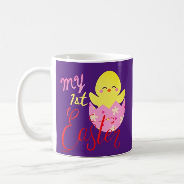 Mug MON FIRST EASTER drôle cadeau de poussin de pâques (Gauche)