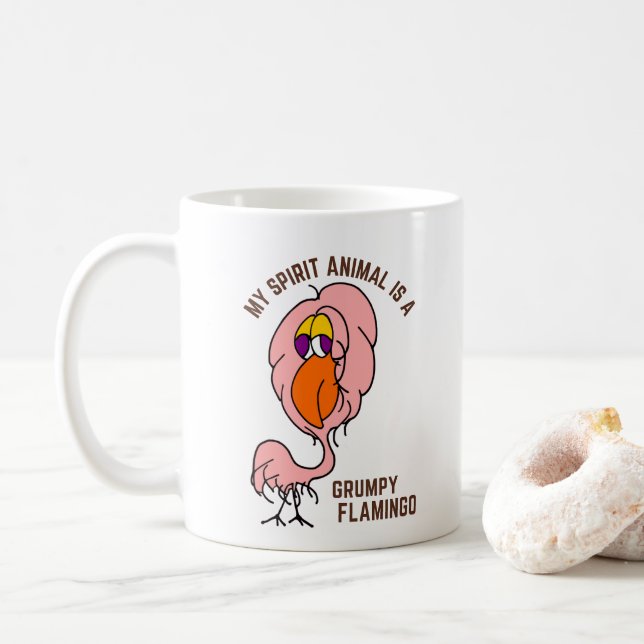 Mug Mon Flamant rose de Grumpy Animal Spirit Drôle (Avec donut)