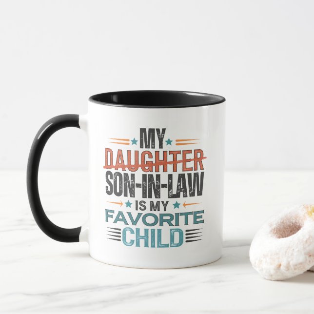 Mug Mon gendre est mon enfant préféré, remplaçant de f (Avec donut)