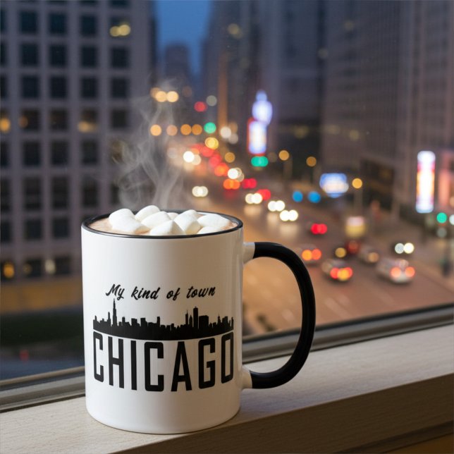 Mug Mon genre de Town Chicago City Skyline, Personnali (Créateur téléchargé)